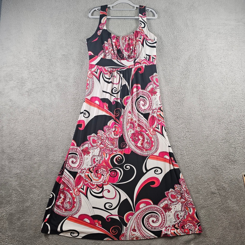 Studio 1940 Pink Paisley Empire Waist Sleeveless Maxi Dress Medium